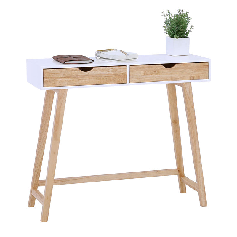 ARSENIO Console Table 90cm - Natural & White