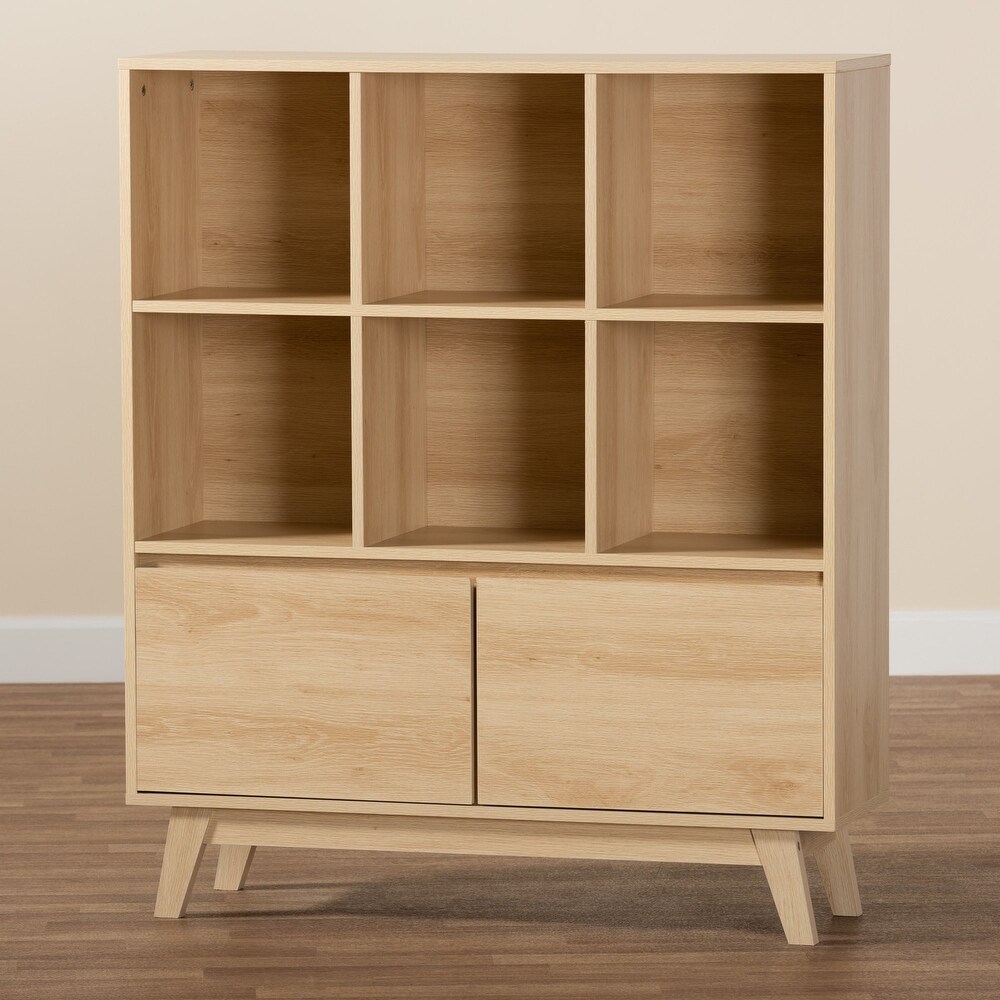 Danina Japandi Oak Brown Finished Wood Bookshelf