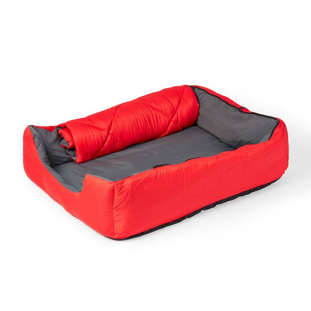 OmniCore Designs 40 in. x 30 in. x 12 in. Pet Sleeping Bag with Zippered Cover and Insulation Use as Pet Beds or Pet Mats LGRed 850008244216