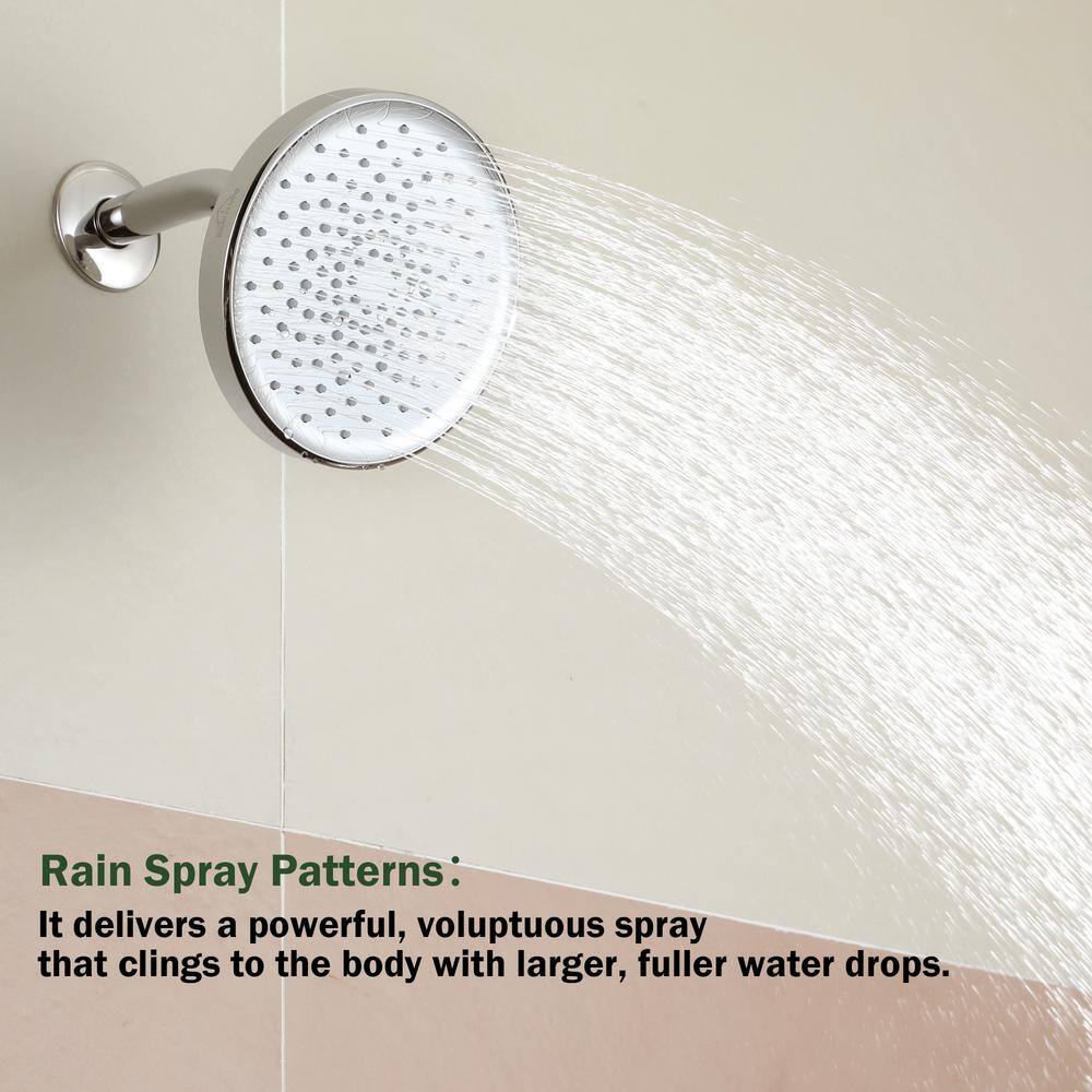 Boyel Living 1-Spray Pattern 6 in. Wall Mount Fixed Shower Head with 2.5 GPM and Shower Arm in Chrome TWSHA991-6CH