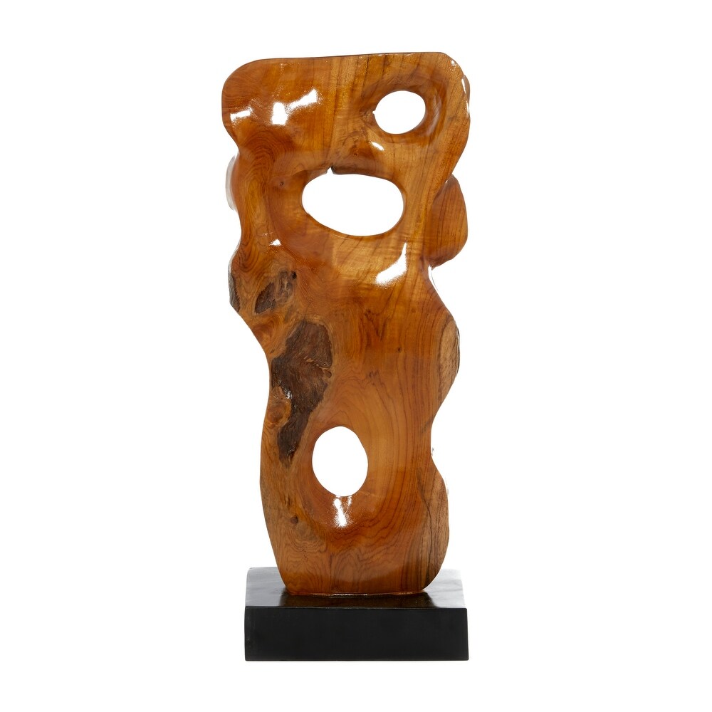 Brown Teak wood Contemporary Sculpture Abstract 24 x 10 x 7   10 x 7 x 24