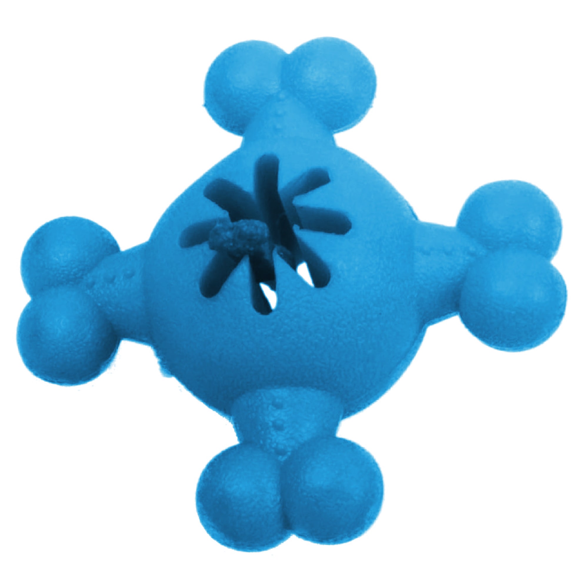 Pet Life Blue Quadra-Bone TPR Treat Dispensing Durable Dog Toy， X-Small