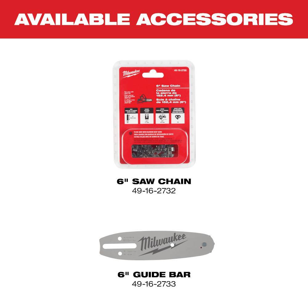 MW M12 FUEL 12-Volt Lithium-Ion Brushless Battery 6 in. HATCHET Chainsaw Kit with 6.0 Ah and 4.0 Ah Battery Charger 2527-21-48-11-2460