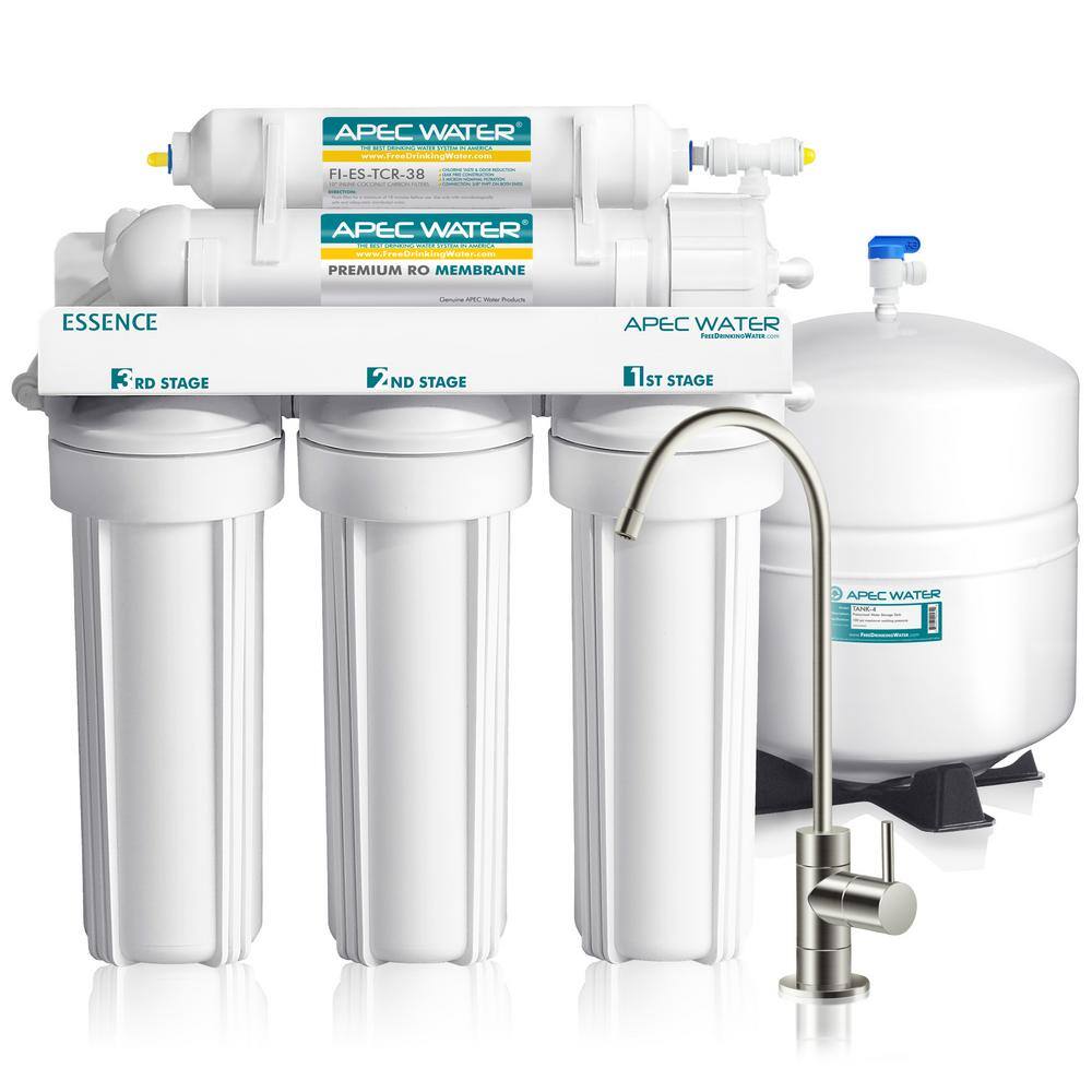 APEC Water Systems Essence ROES-100 5-Stage Reverse Osmosis Water Filtration System 100 GPD 1:1 Pure to Drain ROES-100