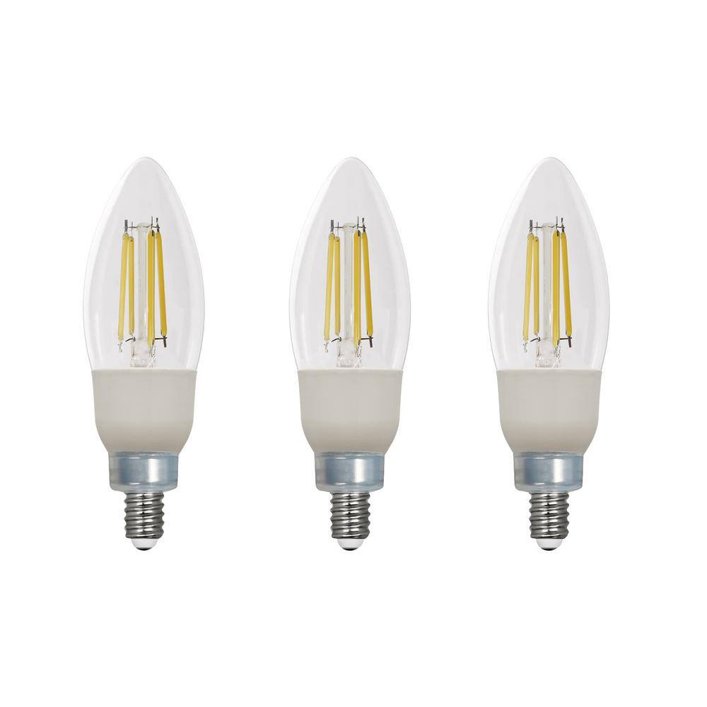 EcoSmart 60-Watt Equivalent B11 E12 Candelabra CEC Cage Filament Dusk to Dawn LED Vintage Edison Light Bulb Daylight (3-Pack) B11C5LNE12950Z