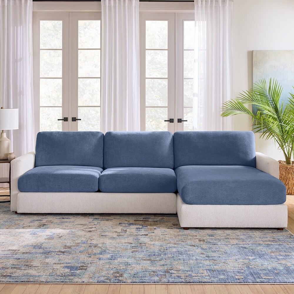 SureFit Cedar Stretch Textured Sectional Slipcover Large Couch Cushion   40x40x8