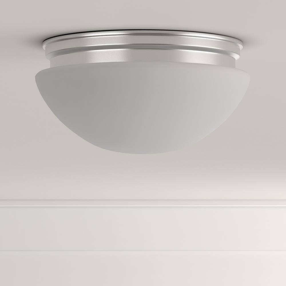 Commercial Electric 9 in. 120-Watt Equivalent Brushed Nickel Integrated LED Mushroom Flush Mount with White Acrylic Shade IPF3011LBN