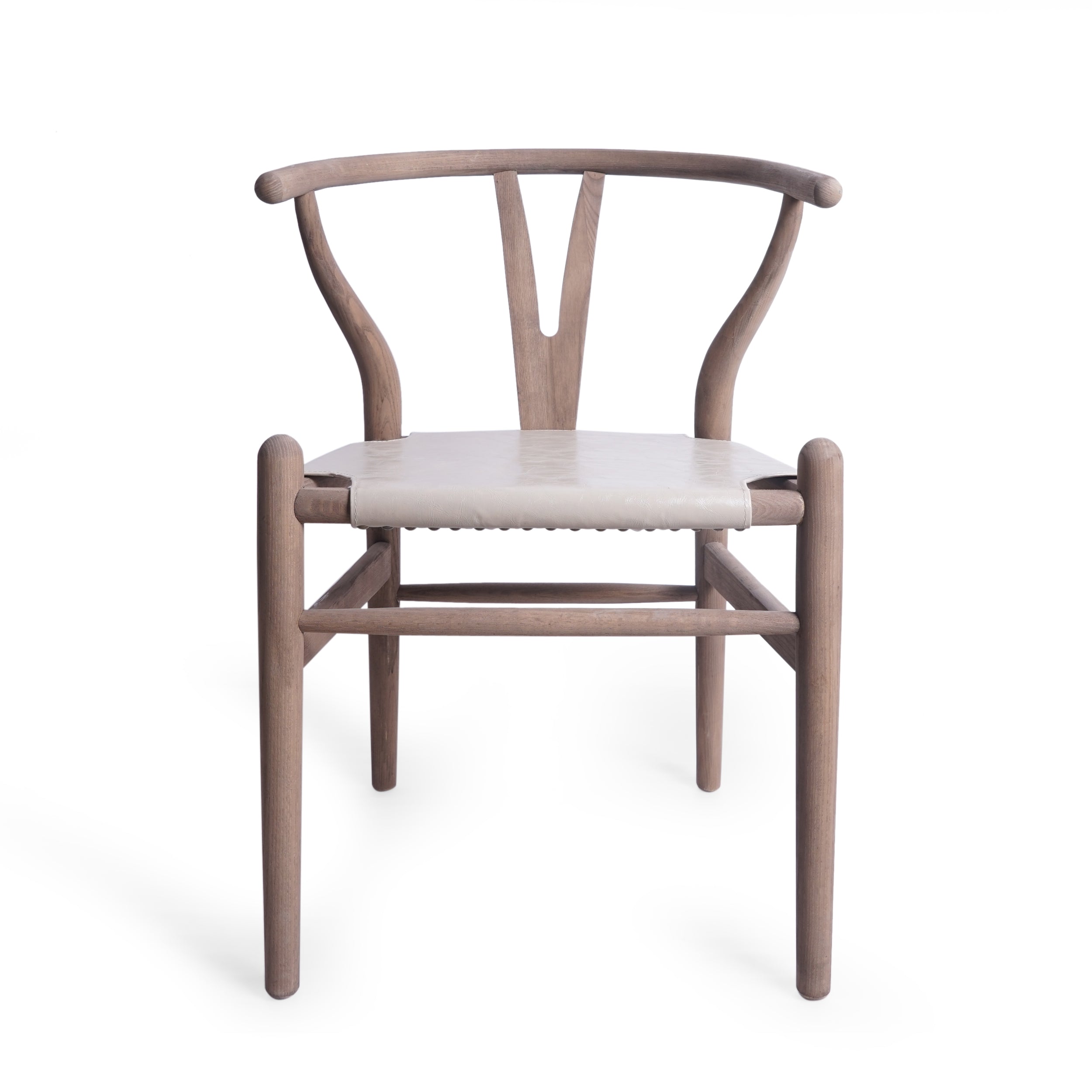 Quince Rustic Faux Leather and Elm Wood Wishbone Chair