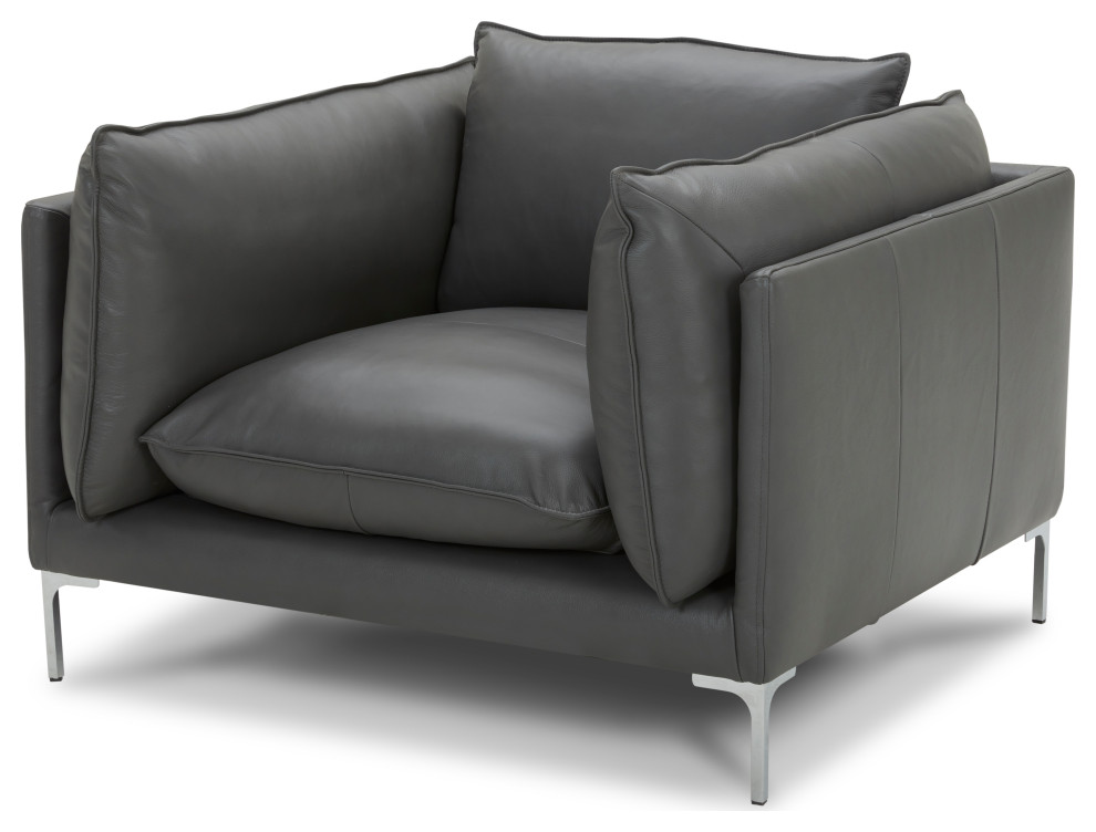 Divani Casa Harvest Modern Gray Full Leather Chair   Contemporary   Armchairs And Accent Chairs   by Vig Furniture Inc.  Houzz