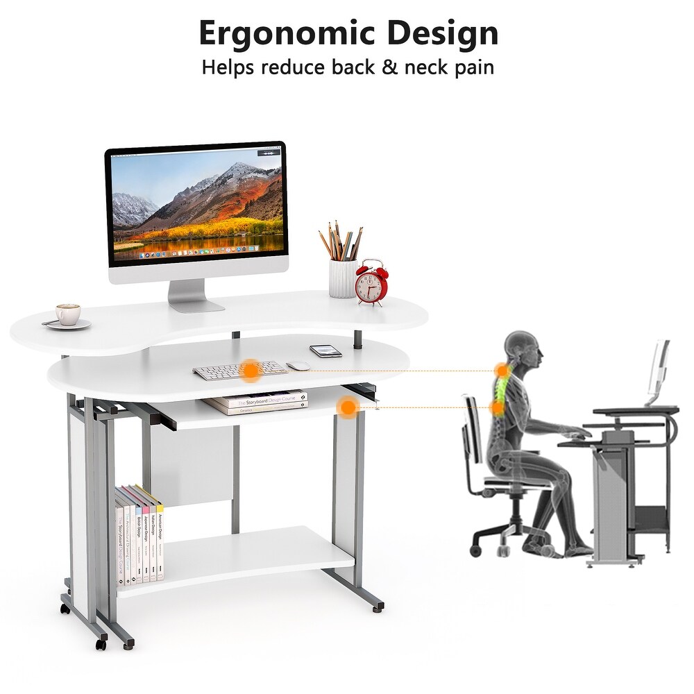 L Shaped Computer Desk  Rotating Corner Desk   Modern Office Study Workstation