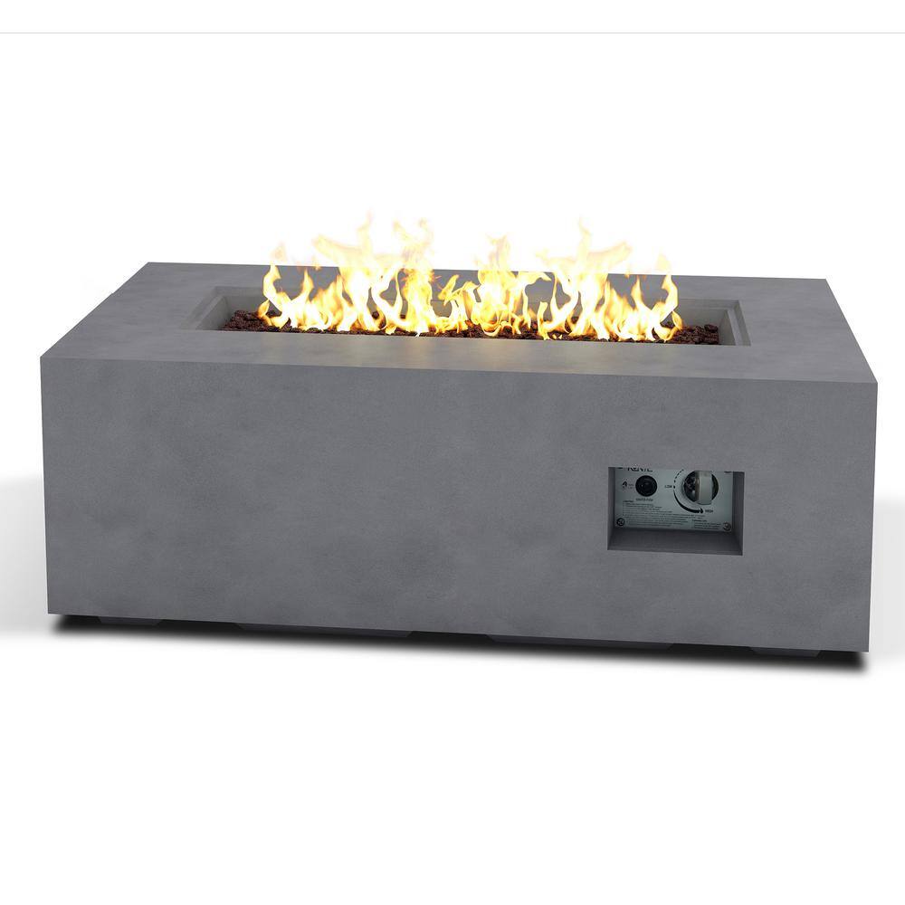 KANTE 42 in. L Rectangular Eco-Friendly ConcreteMetal Outdoor Propane Gas Modern Smokeless Fire Pit Table with Cover CT-GFP-R01-81921