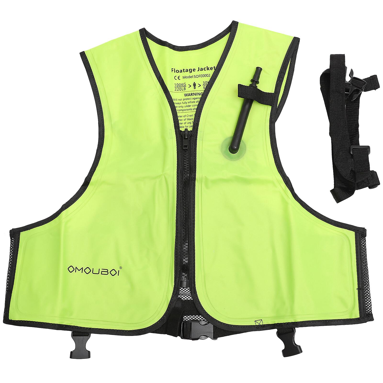 1pc Manual Inflatable Life Outdoor Portable Floating Life Vest Safety For Swimming Boating Sailing (fluorescent Green)