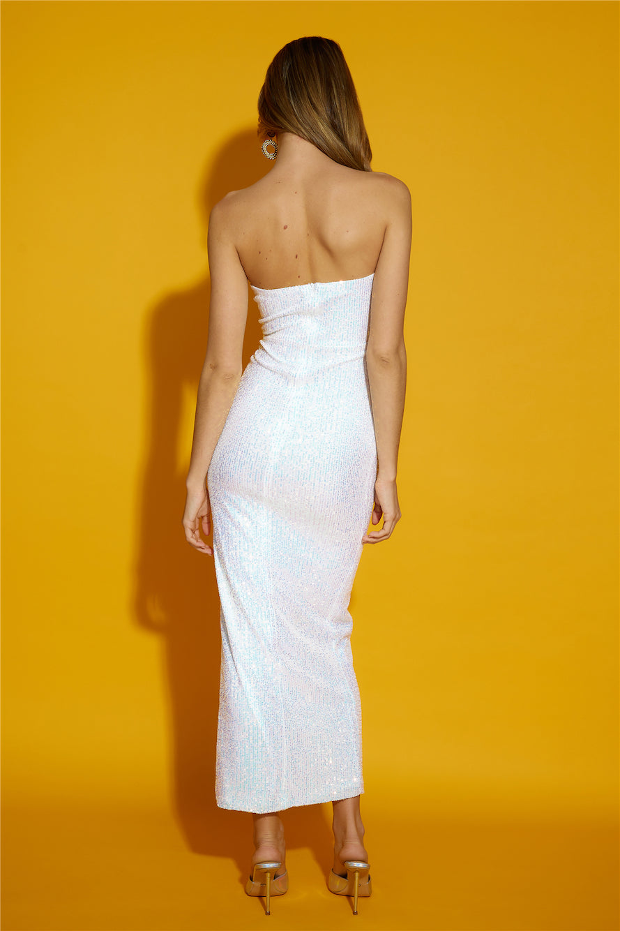 Your Reflection Maxi Dress White Sequin