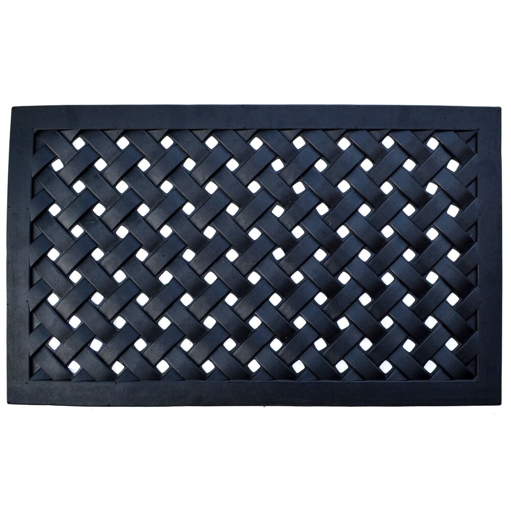 Black Rubber Outdoor Braided Door Mat   47 x 18