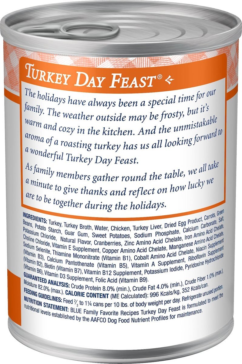 Blue Buffalo Family Favorite Grain-Free Recipes Turkey Day Feast Canned Dog Food