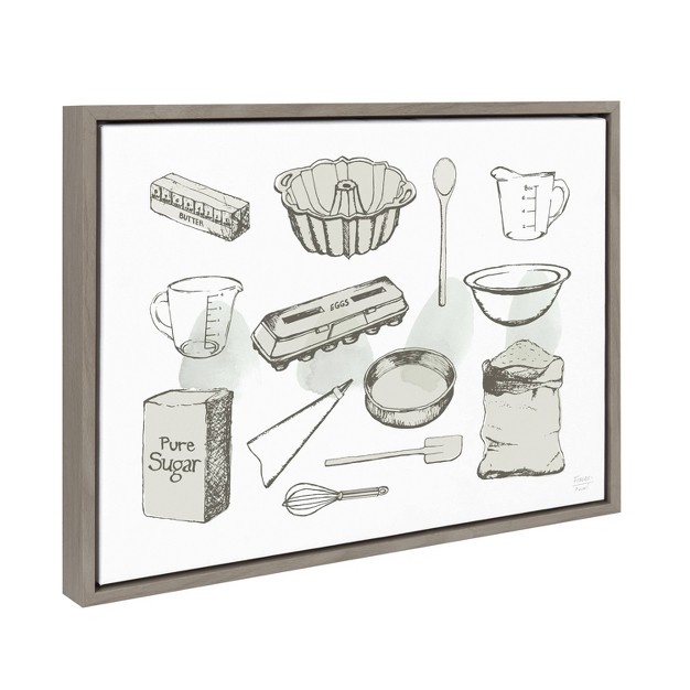 X 24 quot Sylvie Baking Ingredients By Statement Goods Framed Wall Canvas Gray Kate amp Laurel All Things Decor