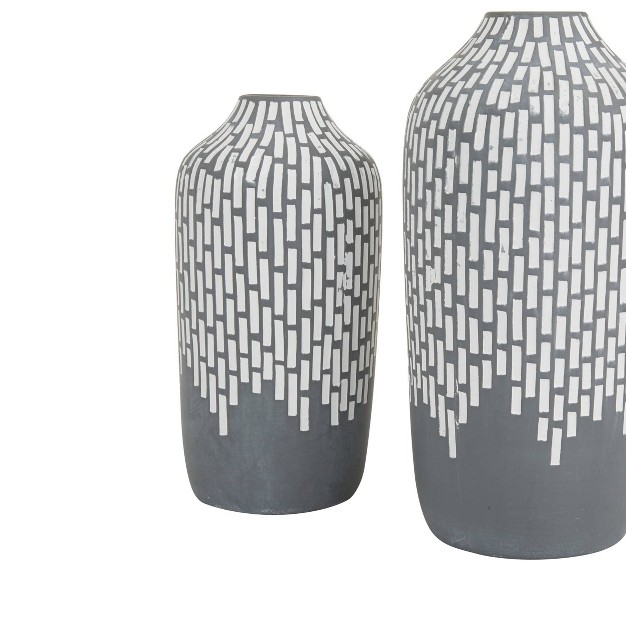 Set Of 2 Ceramic Mosaic Inspired Vase Gray Shopsmaniay