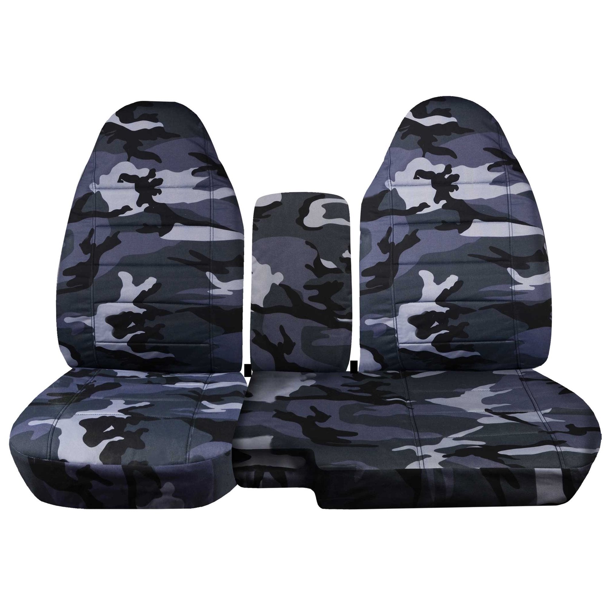 T477-Designcovers Compatible with 2004-2012 Chevy Colorado/GMC Canyon Camouflage Truck Seat Covers (Front 60/40 Split Bench)-Opening Console:Camo Gray Cotton