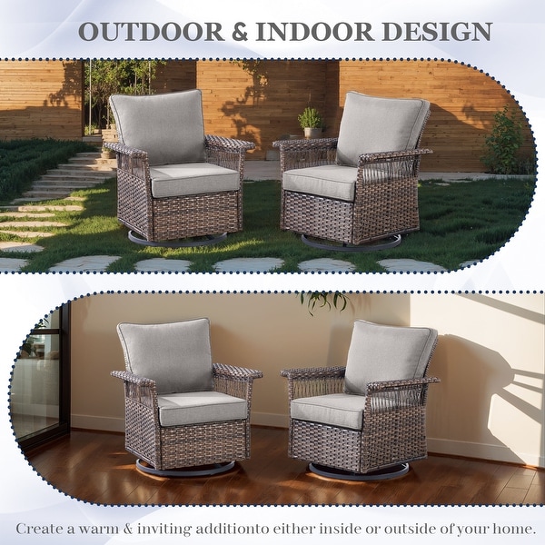 Patio Swivel Rocking Chair Sets All Weather Wicker