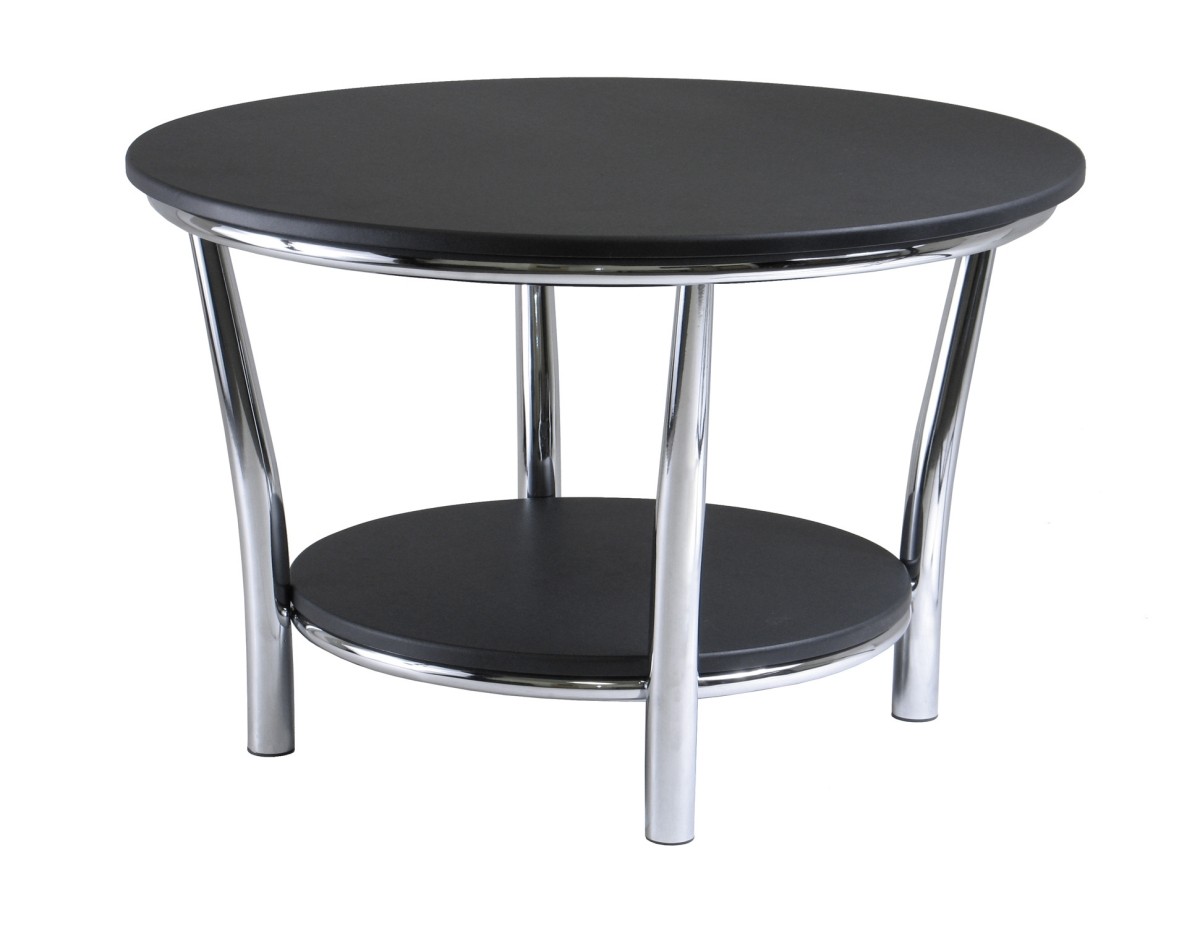 DOBA Maya Round Coffee Table， Black Top， Metal Legs(D0102HHZ7FG.)