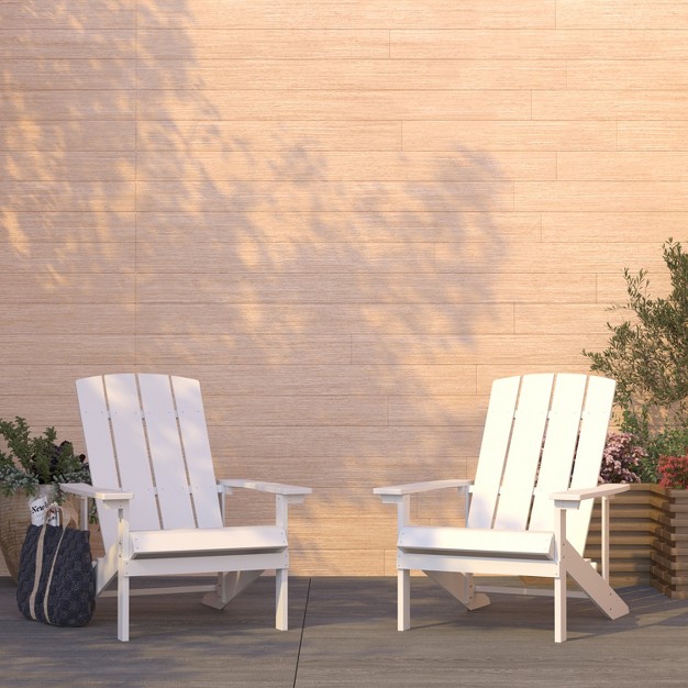 Merrick Lane Set Of 2 Adirondack Patio Chairs With Vertical Lattice Back And Weather Resistant Frame