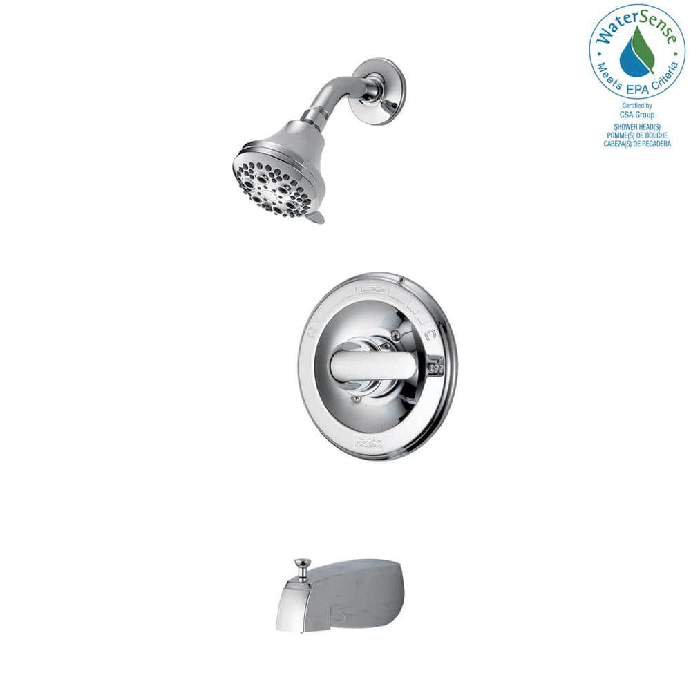 Delta Classic SingleHandle 5Spray Tub and Shower Faucet with Stops in Chrome