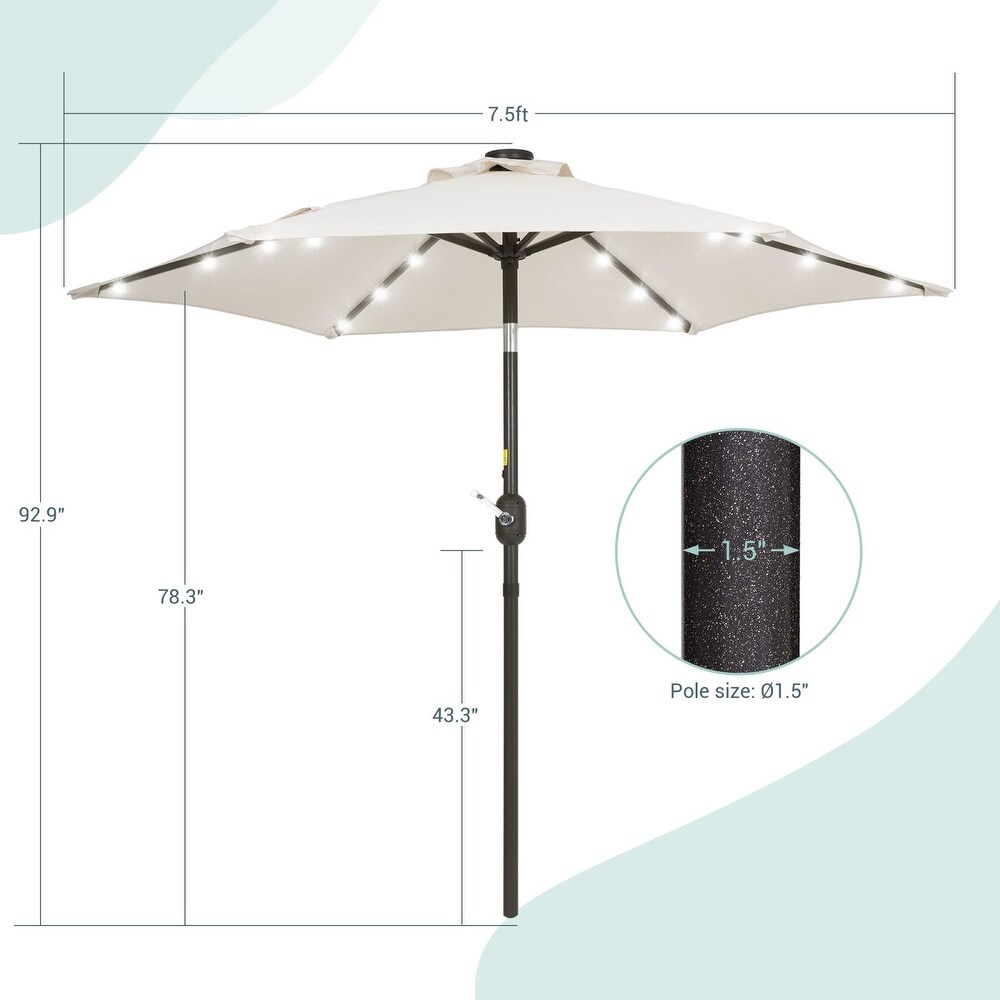 Bonosuki 7.5Ft LED Patio Market Umbrella Outdoor Table Umbrella