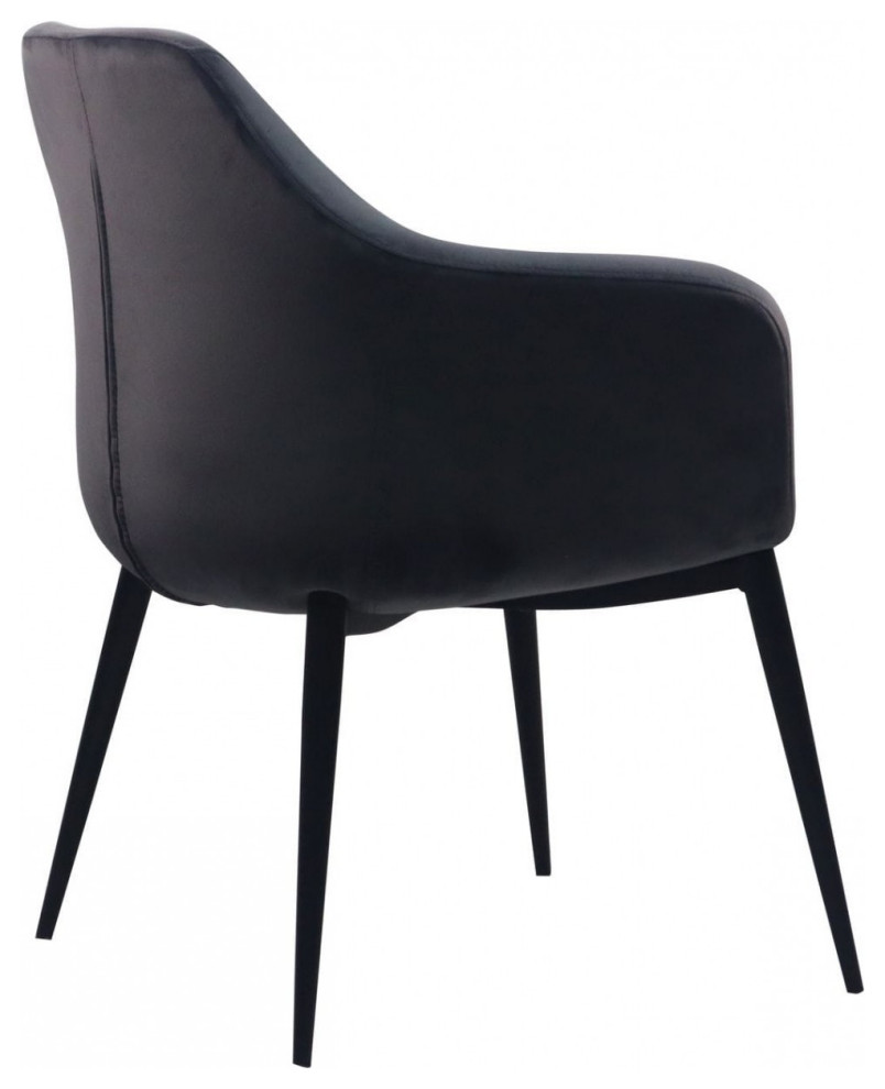 Gray Black Velvet Dining Chair   Midcentury   Dining Chairs   by HomeRoots  Houzz