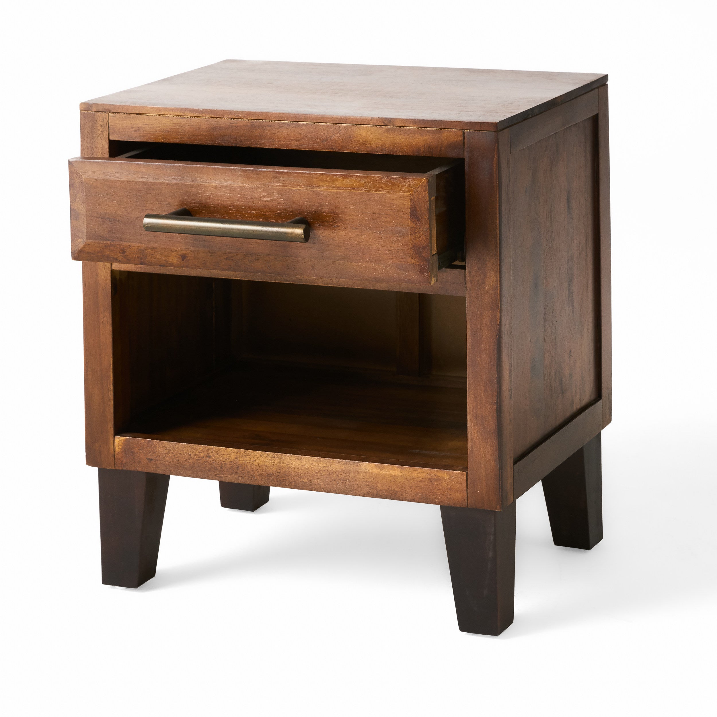 Glendora Brown Mahogany Solid Wood Single Drawer End Table Nightstand