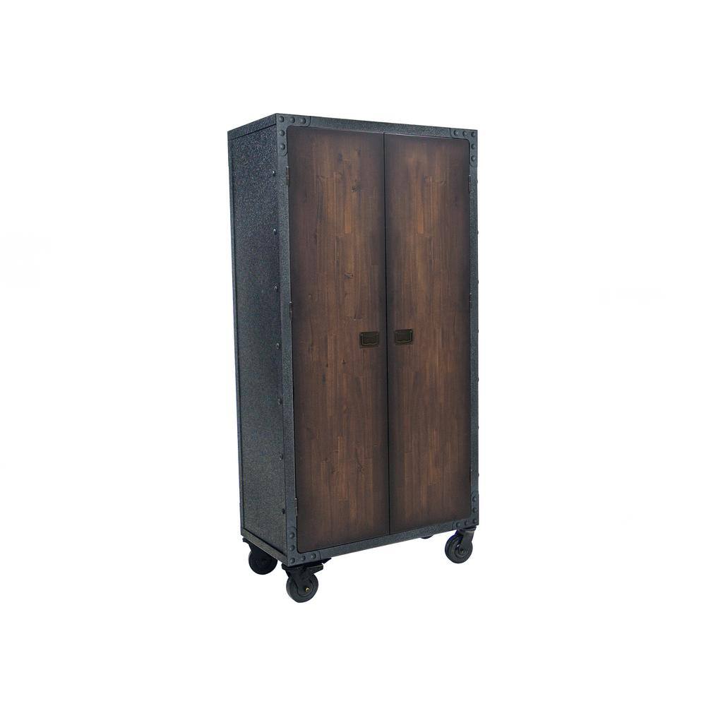 DURAMAX 36 in. Industrial Black Metal with Wood Free Standing Cabinet with Wheels 68010