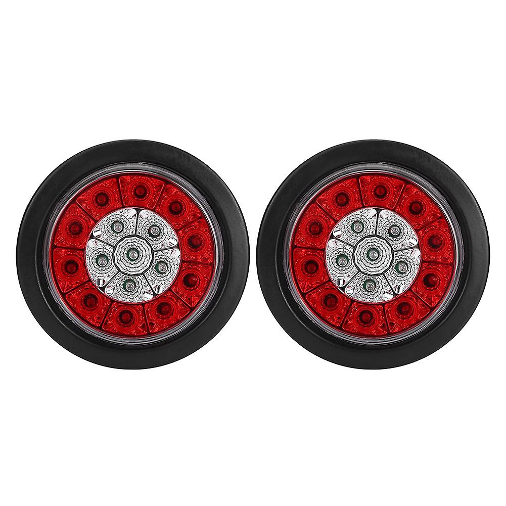 2pcs 4in Dc 24v 16 Leds Waterproof Rear Brake Light Turn Signal Tail Lamp For Truck Trailerred Yellow