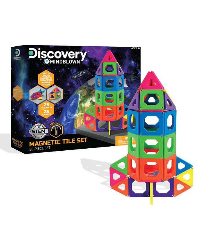 Discovery #MINDBLOWN Magnetic Tile Building Blocks Set 50 Piece