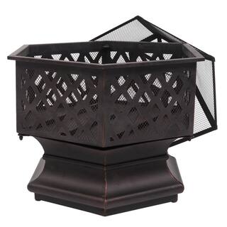 22 in. W x 22.6 in. H Outdoor Hexagonal Iron Wood Burning Cupreous Fire Pit LPF-06542003