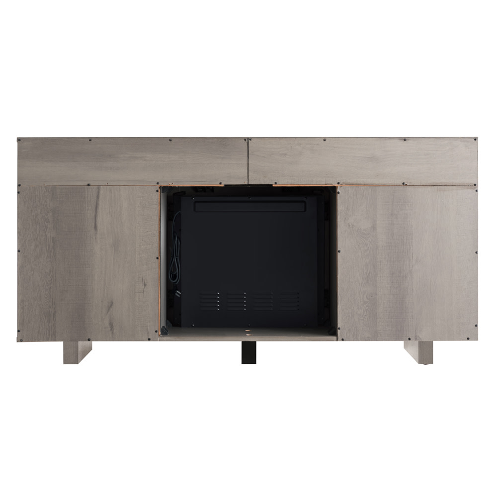 Hearthpro Media Electric Fireplace with Wood Finish Accent Doors ;