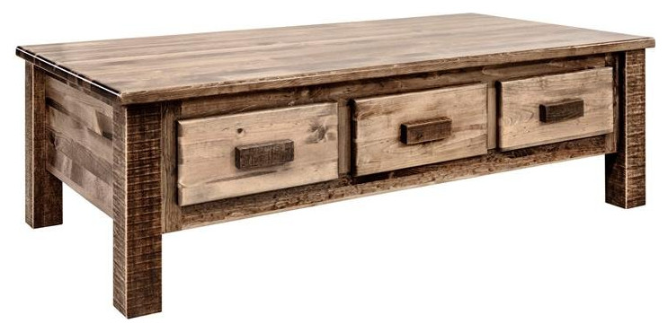 Montana Woodworks Homestead Wood Coffee Table with 6 Drawers in Brown   Rustic   Coffee Tables   by Homesquare  Houzz