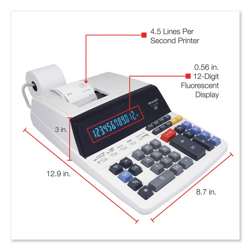 Sharp EL1197PIII Two-Color Printing Desktop Calculator， Black/Red Print， 4.5 Lines/Sec