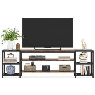 Tribesigns Tarik 78.7 in. Rustic Brown TV Stand Fits TV's up to 85 in. with 3-Tier Storage Shelves for Living Room TJHD-QP-0066