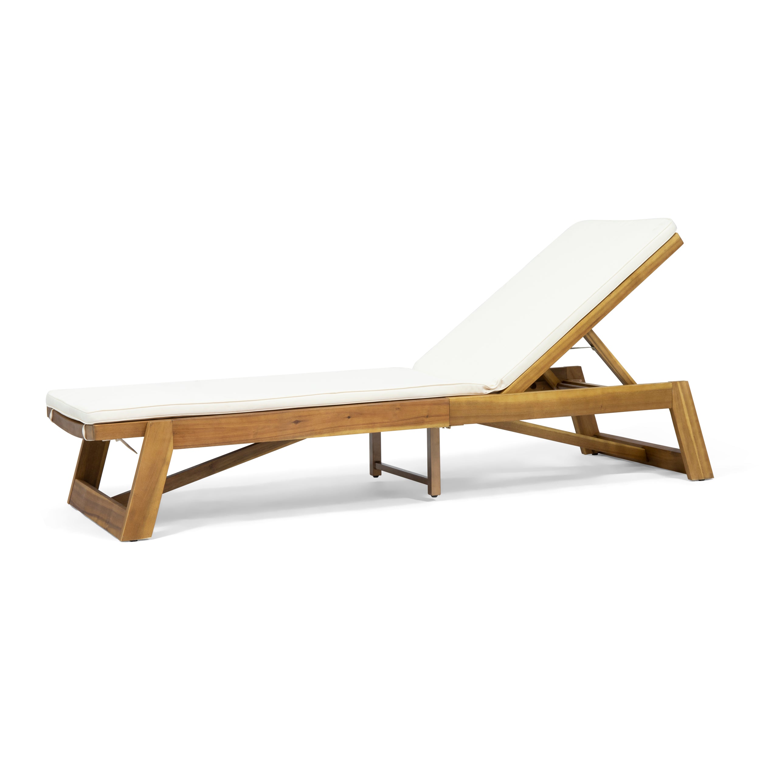 Adelaide Outdoor Acacia Wood Chaise Lounge and Cushion Set