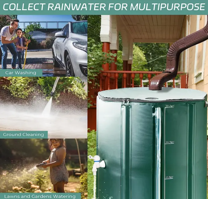 Irrigation System Rain Water Barrel with rain pipe  Portable Collapsible PVC Tarpaulin Rain Barrel