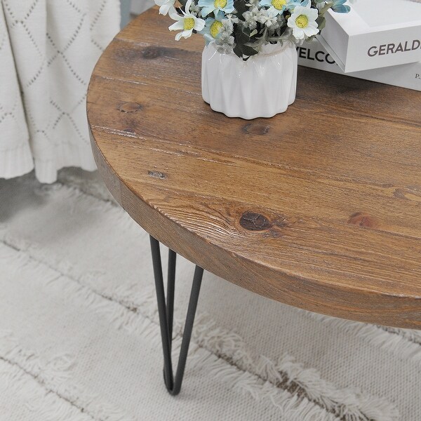 Greenage Wood End Table with Iron Legs