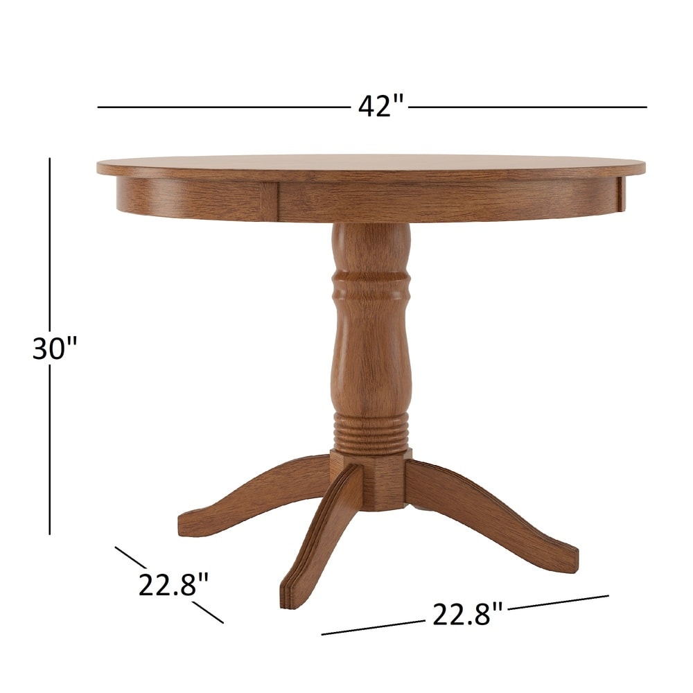 Wilmington II Round Pedestal Base Oak Finish 5 Piece Dining Set by iNSPIRE Q Classic