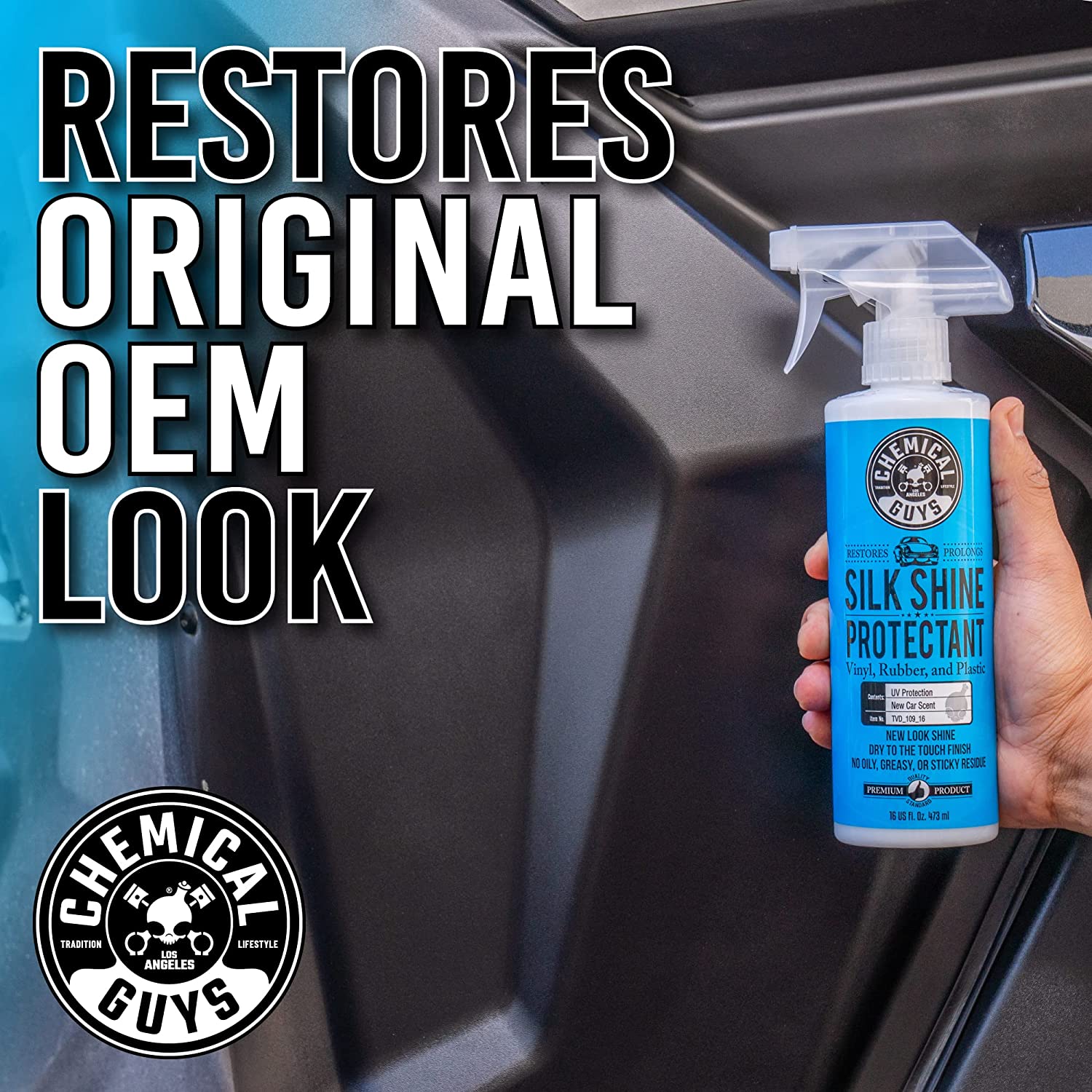 Chemical Guys TVD_109 Silk Shine Sprayable Dry-To-The-Touch Dressing and Protectant for Tires， Trim， Vinyl， Plastic and More， Safe for Cars， Trucks， Motorcycles， RVs and More， 128 fl oz (1 Gallon)