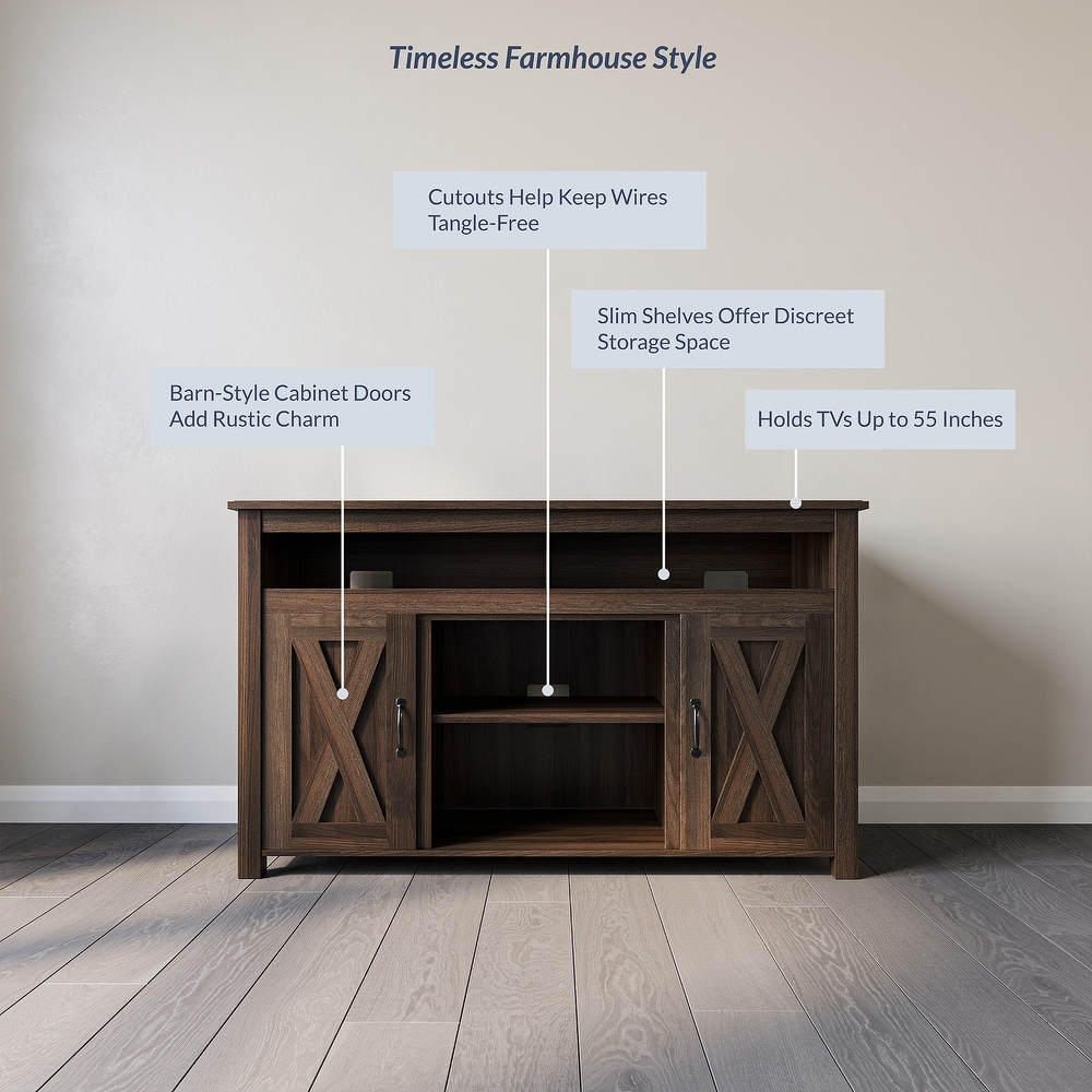 BELLEZE Corin Barn Door Wood TV Stand for TVs up to 55\