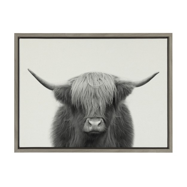 Kate And Laurel Sylvie Hey Dude Highland Cow Framed Linen Canvas By The Creative Bunch Studio