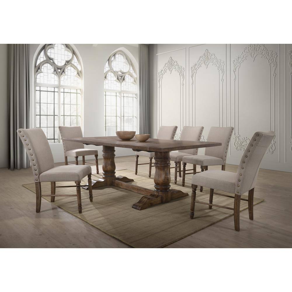 Best Master Furniture Ellen 7-Pieces Antique Natural Oak Dining Set ELLEAN7