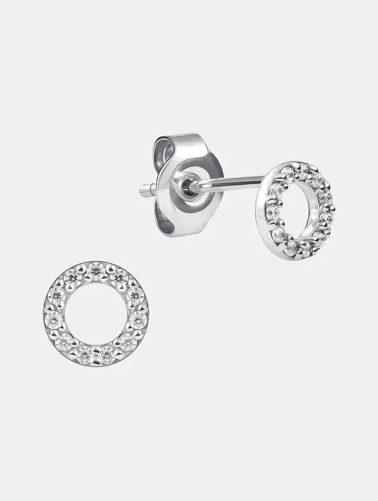 Luminous Orbit Silver Stud Earrings