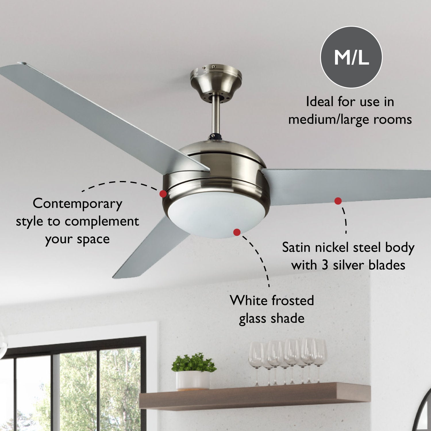 Design House Treviento 52-Inch Ceiling Fan in Satin Nickel