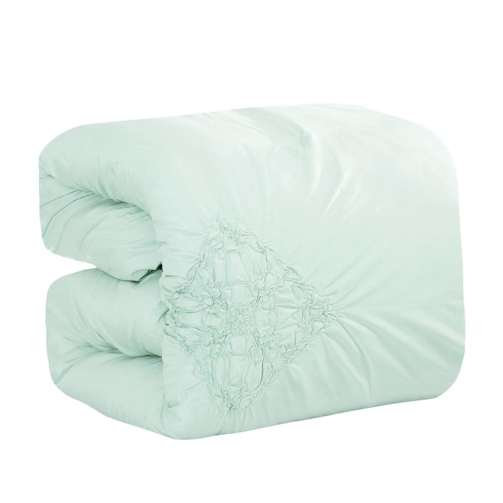 Pinched White and Mint Comforter Set - 8 Piece Set