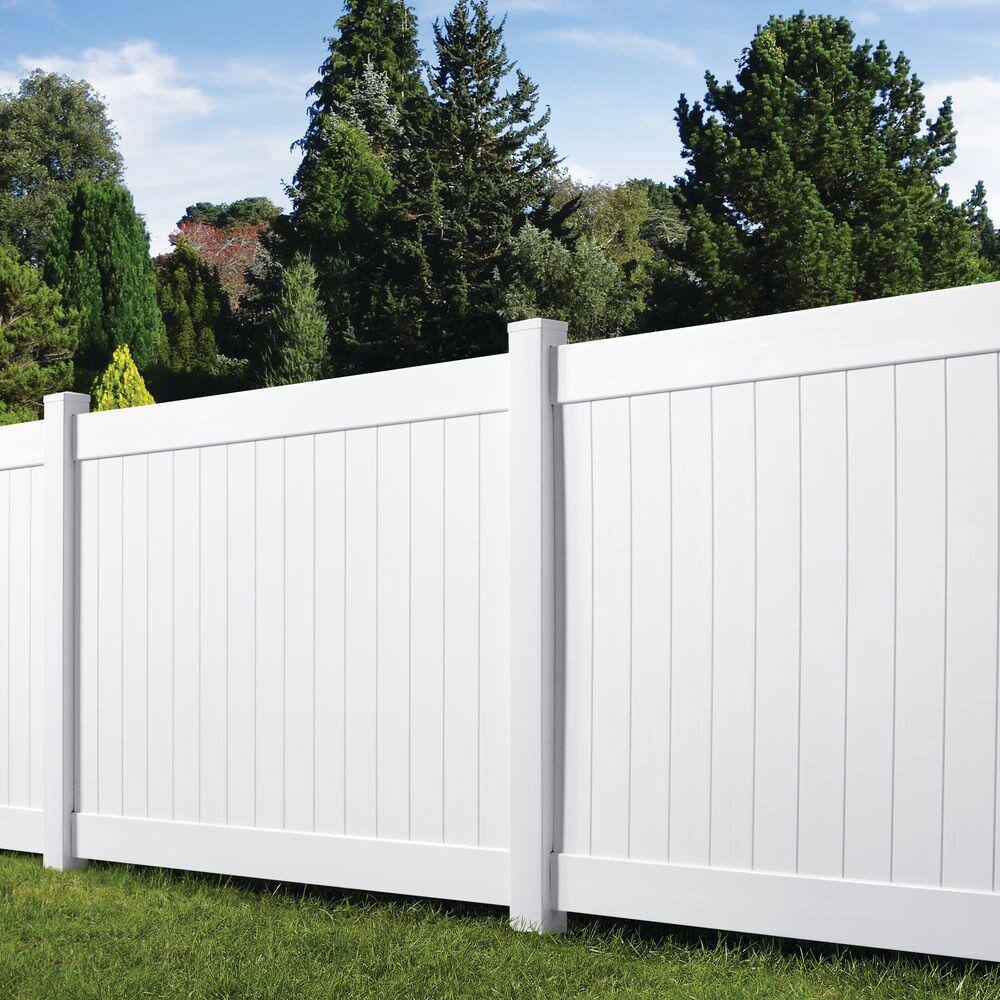 Veranda Acadia 6 ft. x 8 ft. White Vinyl Privacy Fence Panel Kit 73013794