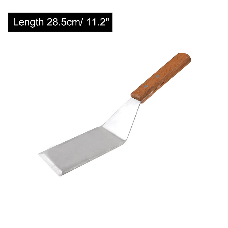 Wood Handle Stainless Steel Smooth Wide Spatula 11.2 Long